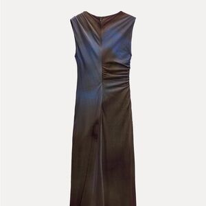 Zara Draped Tulle dress Brown Blue S